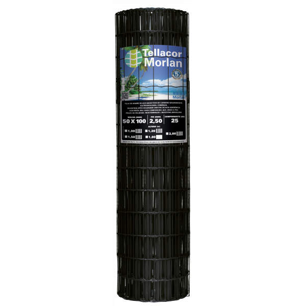TELA MEGANET PVC 50X100 1,20H FIO 2,50MM PRETO (ROLO 25MT)
