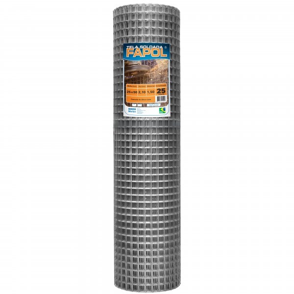 TELA SOLDADA GALV. 25X50 1.50H FIO 2.10MM (ROLO 25MT)