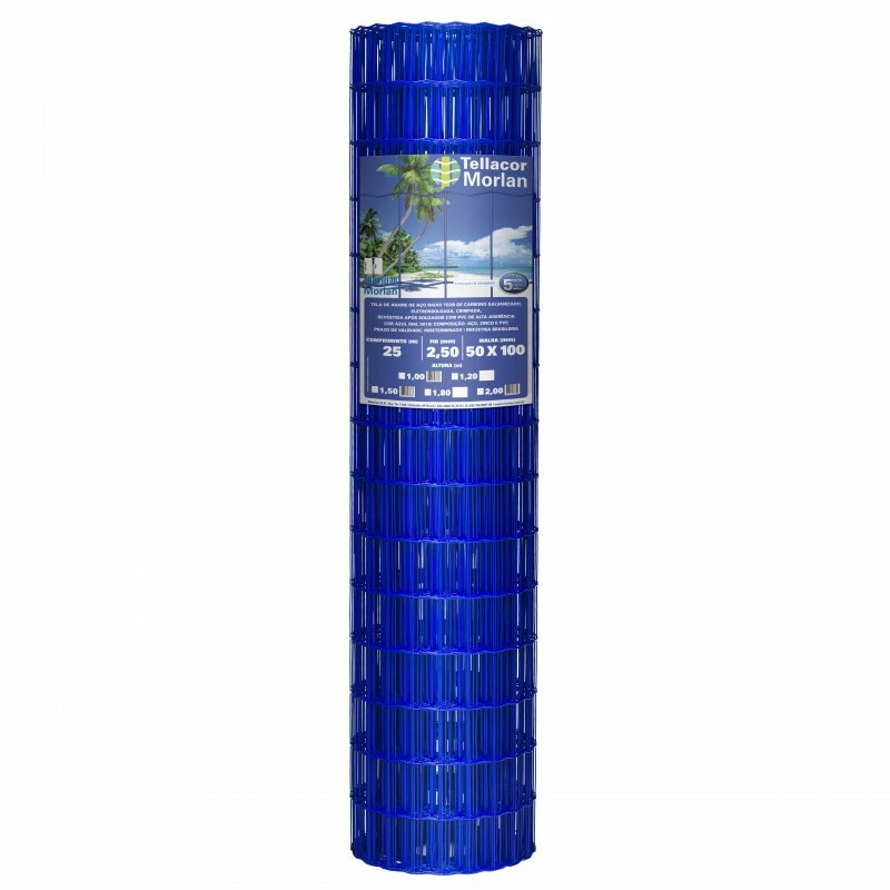 TELA MEGANET PVC 50X100 1,00H FIO 2,50MM AZUL (ROLO 25MT)