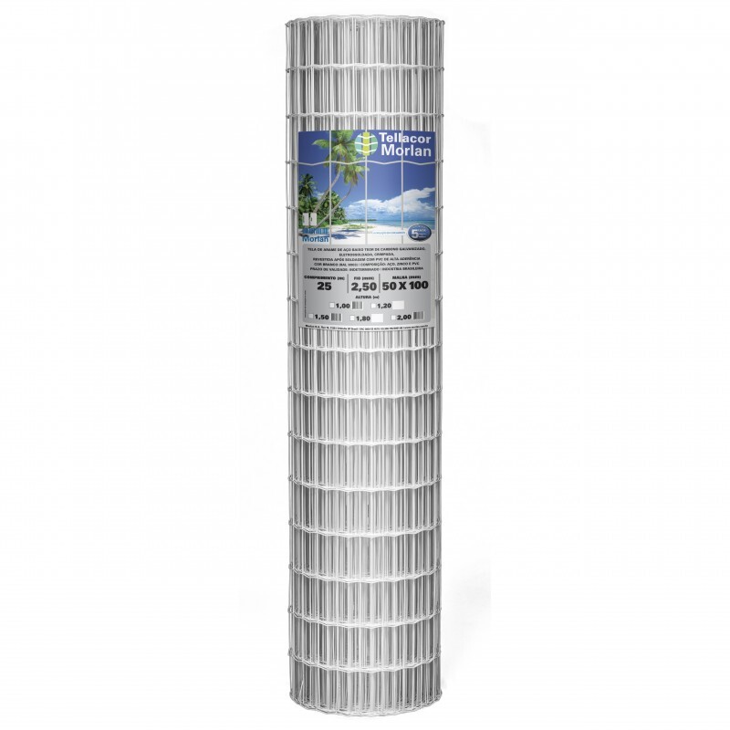 TELA MEGANET PVC 50X100 1,20H FIO 2,50MM BRANCO (ROLO 25MT)